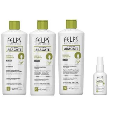 Imagem de Kit Felps Cachos Shamp e Cond.500ml+Gelati. Fixad.500ml+Óleo