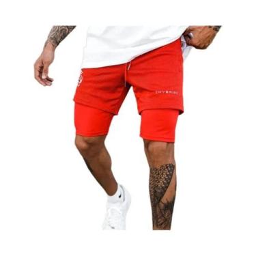 Imagem de Shorts De Corrida Masculinos De Secagem Rápida, Respiráveis, 2 Em 1, P