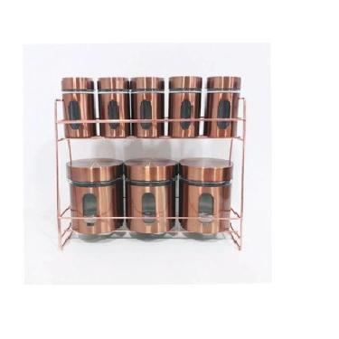 Imagem de Porta Condimentos Metal Rose Gold 9 Peças - top rio