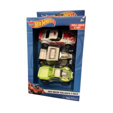 Imagem de Hotwheels Fast Racer Pullback 3 pack carrinhos Coleção - Hot Wheels