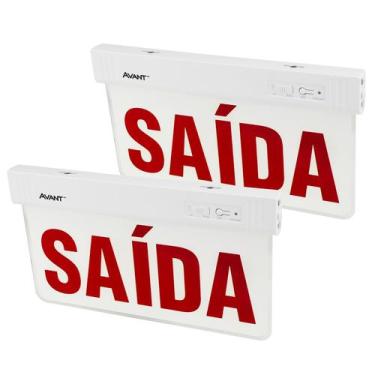 Imagem de Kit 2 Placa Sinalização Saída 6000k Led 2 Lados Bivolt 1w Vermelho - A