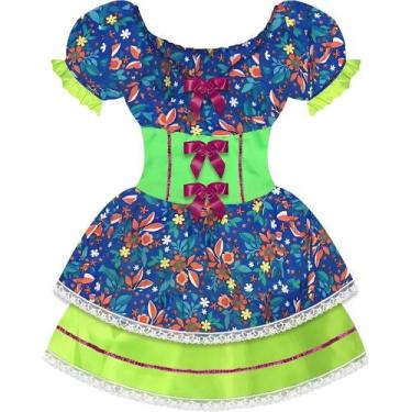 Imagem de Vestido Festa Junina Ciganinha Colorida Arraia 2023 Pink e Laranja - F