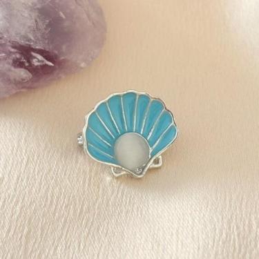 Imagem de Mini Broche Concha Azul Esmaltada - Pistache Acessórios