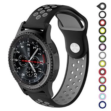 Imagem de Pulseira Silicone Pace/Stratos/Gear S3-22mm preta/cinza