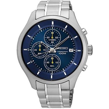 Imagem de SEIKO Relógio masculino cronógrafo com mostrador azul SKS537, Azul, Relógio analógico,...