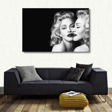 Imagem de Quadro decorativo Madona Preto e Branco Retro Tela de Tecido