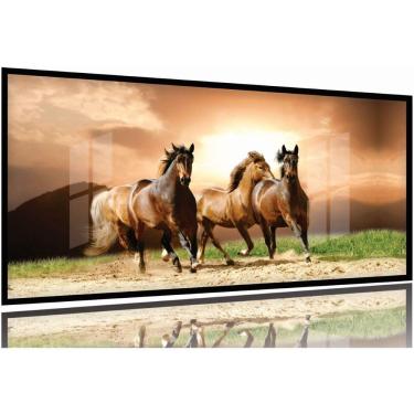 Imagem de Quadro Decorativo Quatro Cavalos Hd 130x60 Moldura Preta 2x2