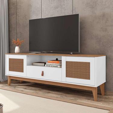 Imagem de rack esmeralda branco e noce 160 cm