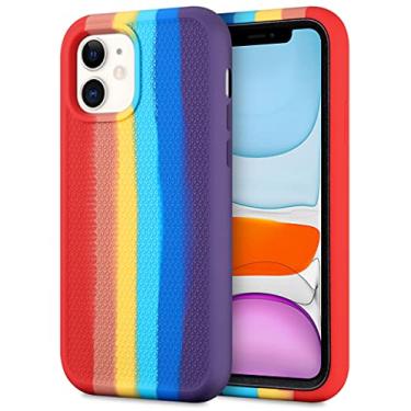 Imagem de JAKPDE Capa protetora para iPhone 11 resistente à prova de choque, antiarranhões, capa de camada dupla para iPhone 11 capa rígida de policarbonato líquido macio capa externa para iPhone