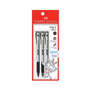 Imagem de Faber-Castell Caneta esferográfica ergonômica Grip X, pacote com 3 (0,7 mm – preta) tubo triangular sem fadiga, super suave