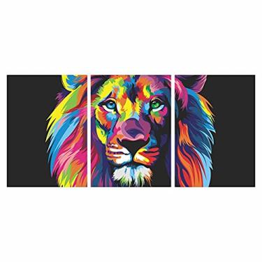 Imagem de x4adesivos Quadros Decorativos 3 peças Leão Colorido 180x80cm