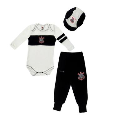 Imagem de Kit Body Manga Longa Corinthians Culote e Boné G Unissex
