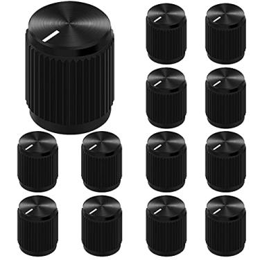 Imagem de DAIERTEK Pedal de efeito de guitarra botão de potenciômetro preto de metal anodizado alumínio Amp Pot Knob com parafuso de fixação, pacote com 1/4-13
