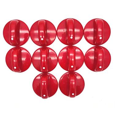 Imagem de XMHF 10 peças de puxador rotativo de forma redonda para cozinha de plástico vermelho universal de alcance de gás/fogão/botão de controle de forno