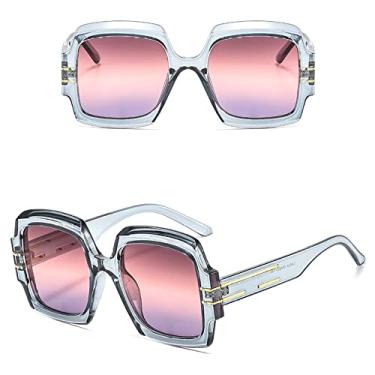 Imagem de Óculos de sol quadrados femininos de luxo moda moda moldura grande vintage óculos de sol populares tons brancos uv400, c4 cinza azul rosa, tamanho único