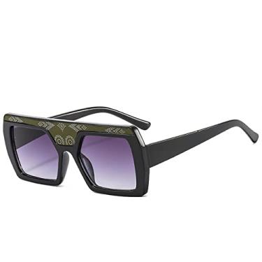 Imagem de Óculos de sol grandes quadrados fashion masculino gradiente preto armação grande óculos de sol artesanato padrão adesivos moda feminina tons, cinza preto C3, tamanho único