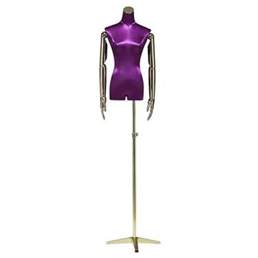 Imagem de Female Mannequin Torso Torso de manequim de busto feminino em forma de vestido, bustos de forma de vestido de meio comprimento com braços, modelo manequim para exibição realista de roupas (Color : Pu