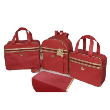 Imagem de Evundile Kit Bolsa Bebê Saída Maternidade Com Mochila e Trocador + Chaveiro (Vinho)
