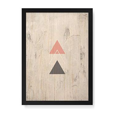 Imagem de Arte Maníacos Quadro Decorativo em Madeira Escandinavo Triângulos - 23x16,25cm (Moldura caixa em laca preta)