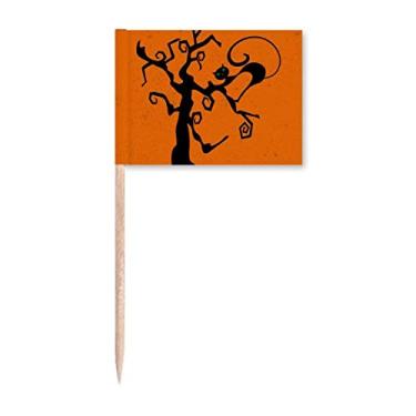 Imagem de Árvore de gato Halloween Hallowmas bandeiras de palito laranja enfeite de festa