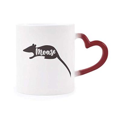 Imagem de Mouse preto e branco animal sensível ao calor caneca vermelha muda de cor