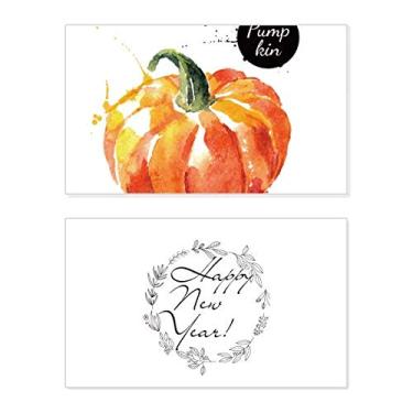 Imagem de Pumpkin Vegetable Tasty Healthy Watercolor New Year Festival Cartão de felicitações Bless Message Present