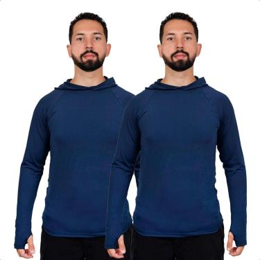 Imagem de Kit 2 Camisa Termica Segunda Pele Moto Uv Frio Calor Capuz-Masculino