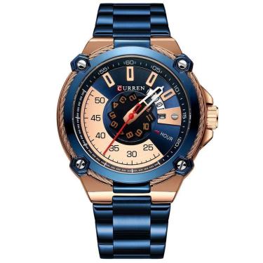 Imagem de Relógio De Pulso De Quartzo Masculino Pulseira De Aço Inoxidável Azul