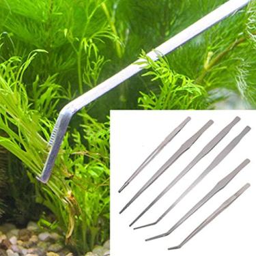 Imagem de 27/38/48cm Long Stainless Steel Aquarium Tank Aquatic Plant Tweezers Tongs Aquascaping Tools Curved/Straight Scissors for Fish Tank Plantscoding/2267 (Size : 27cm Straight Head)