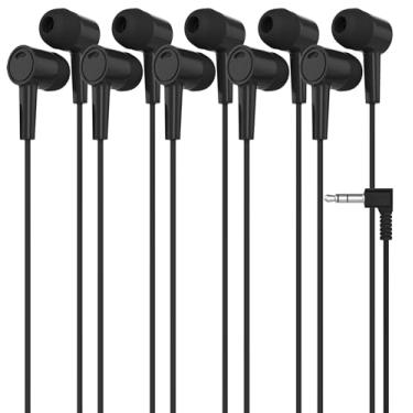 Imagem de Maeline Pacote com 5 fones de ouvido intra-auriculares estéreo para sala de aula escolar, biblioteca, viagem, academia, conector de 3,5 mm, fones de ouvido com fio sem emaranhamento para MP3,