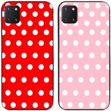 Imagem de 2 peças de capa de telefone traseira de silicone em gel TPU com bolinhas vermelhas e rosa para Samsung Galaxy All Series (Galaxy Note 10 Lite)