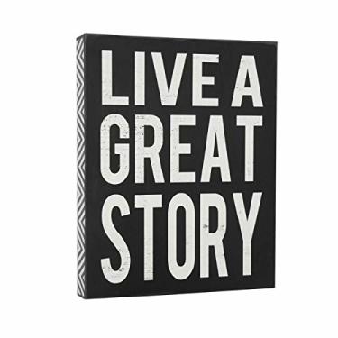 Imagem de SANY DAYO HOME Placa de madeira para mesa de 20 x 25 cm com frase inspiradora para decoração de escritório e casa - Live A Great Story