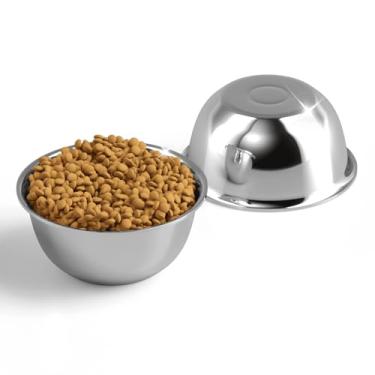 Imagem de Conjunto de 2 tigelas de aço inoxidável para cães com 7 xícaras para comida e água, resistente à ferrugem, tigela de metal para cães médios e grandes, 1,64 g