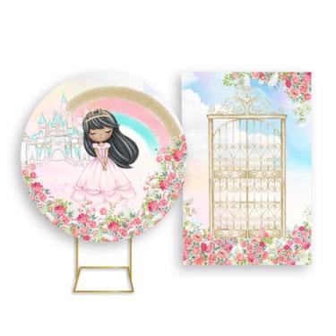 Imagem de Painel De Festa Redondo 1,50x1,50 + Painel Vertical 1,50x2,20 - Jardim