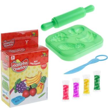 Imagem de Massinha Modelar Frutas Frutinha Uva Morango Fominha 7 Pçs - Art Brink
