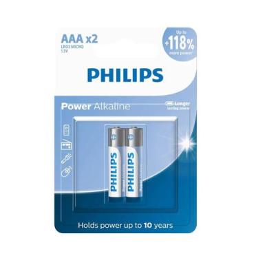 Imagem de Pilha Comum Power Alkaline Palito 1,5V AAA 2 com 2UN - Philips