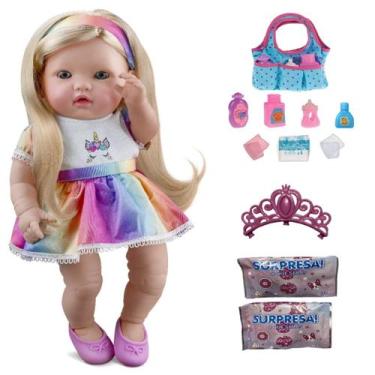 Imagem de Bebê Reborn Boneca Menina Unicórnio + Surpresa e Bolsinha - Roma