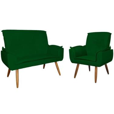 Imagem de Kit 1 Namoradeira mais 1 Poltrona Emília Suede Cores - DS Estofados, V