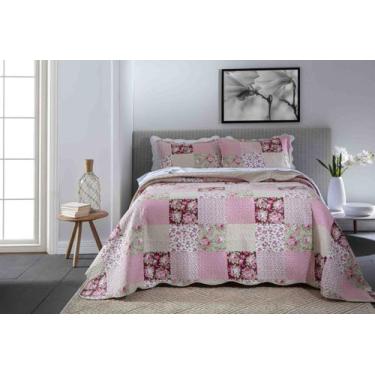 Imagem de Cobre Leito Colcha King Size Dupla Face Patchwork 150 Fios Corttex Vár