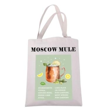 Imagem de JXGZSO Moscow Mule Tote Bag Moscow Mule Ingredients Gift Cocktail Recipe Shopping Bag Moscow Mule Lover Gift, Bolsa Moscow Mule, Large