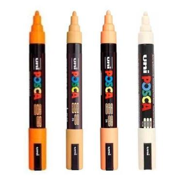 Imagem de Kit 4 Posca PC-5M Bege, Laranja, Laranja Claro e Damasco Uni