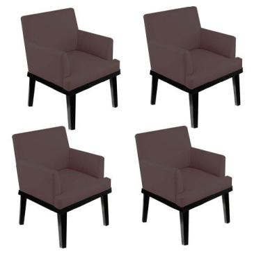 Imagem de Kit 04 Poltrona Cadeira Vick Decorativa Recepção Sala De Estar materia