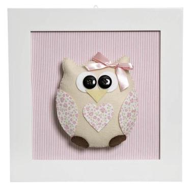 Imagem de Quadro Decorativo Coruja Rosa Quarto Bebê Infantil Menina - Potinho de