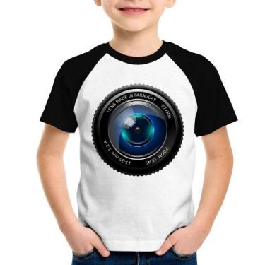 Imagem de Camiseta Raglan Infantil Lente Câmera - Foca na Moda, Branco, Preto, 6