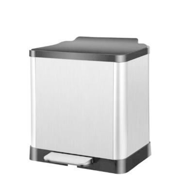 Imagem de Lixeira Dupla Coleta Seletiva Inox 20 Litros Cesto Lixo 20l Balde Removível Grande Moderna Ecologico Pedal