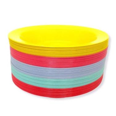 Imagem de Kit 10 Unidades Pratos Fundos Redondos Plástico Colorido Liso Para Ref