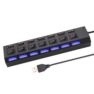 Imagem de Hub 7 Portas Usb 2.0 Led C/ Chave Seletora Entrada P/ Fonte - BELLATOR