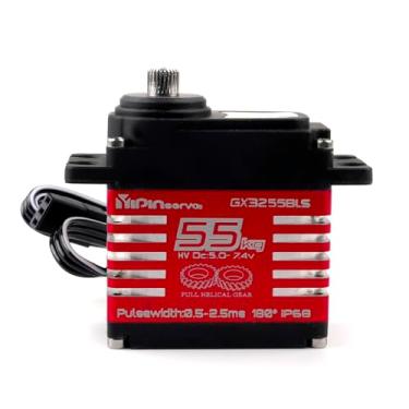 Imagem de 55kg Brushless Waterproof IP68 RC Digital Servo, High Torque, 7.4V Motor Helical Gear Angle-Controlled 180/270 /360 Degree Robot Servo for 1:8 1:10 TRX6 Scx10 RC Crawler (180 Degree)