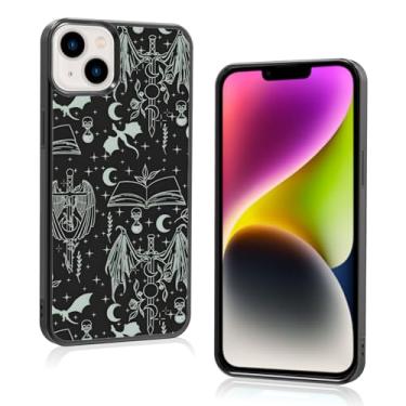 Imagem de Aesthetic Bookish Fantasy Capa de telefone fina compatível com iPhone 14 Plus 6,7 polegadas, proteção TPU à prova de choque vintage Dragon Wyverns amantes de livros Sage Swords capa de telefone para