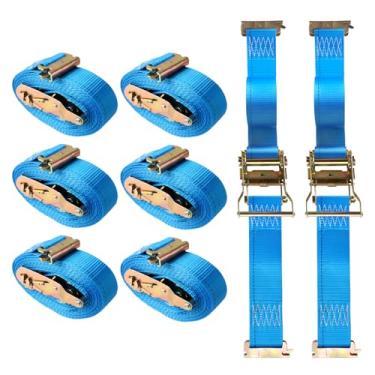 Imagem de Autofonder E Track Ratchet Tie Down Straps 8 Unidades (4.500 Lb De Resistência À Ruptura) - 2" X 20' Premium Etrack Tie Downs Sistema De Cinta De Amarração De Carga Para Serviços Pesados Com Encaix